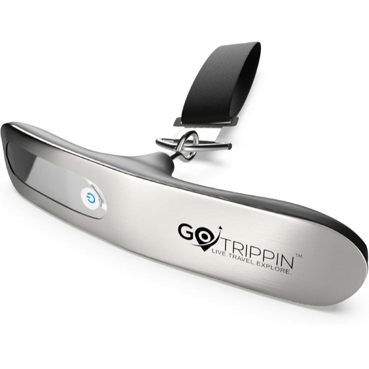 GoTrippin by Destinio Weight Machine for Luggage - 50 kg capacity, Steel body, Lifetime replacement - Digital Portable Electronic Luggage Weighing Scale for home, travel, flights, bags (Silver, 50 kg)
