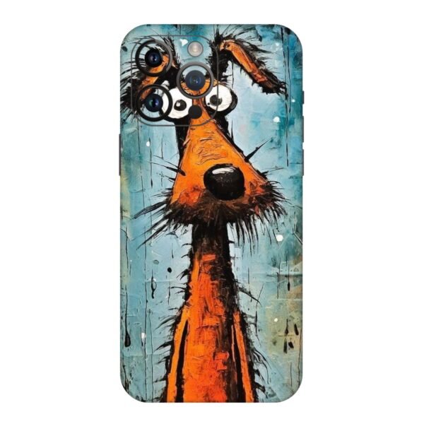 Orange Whimsical Dog Art